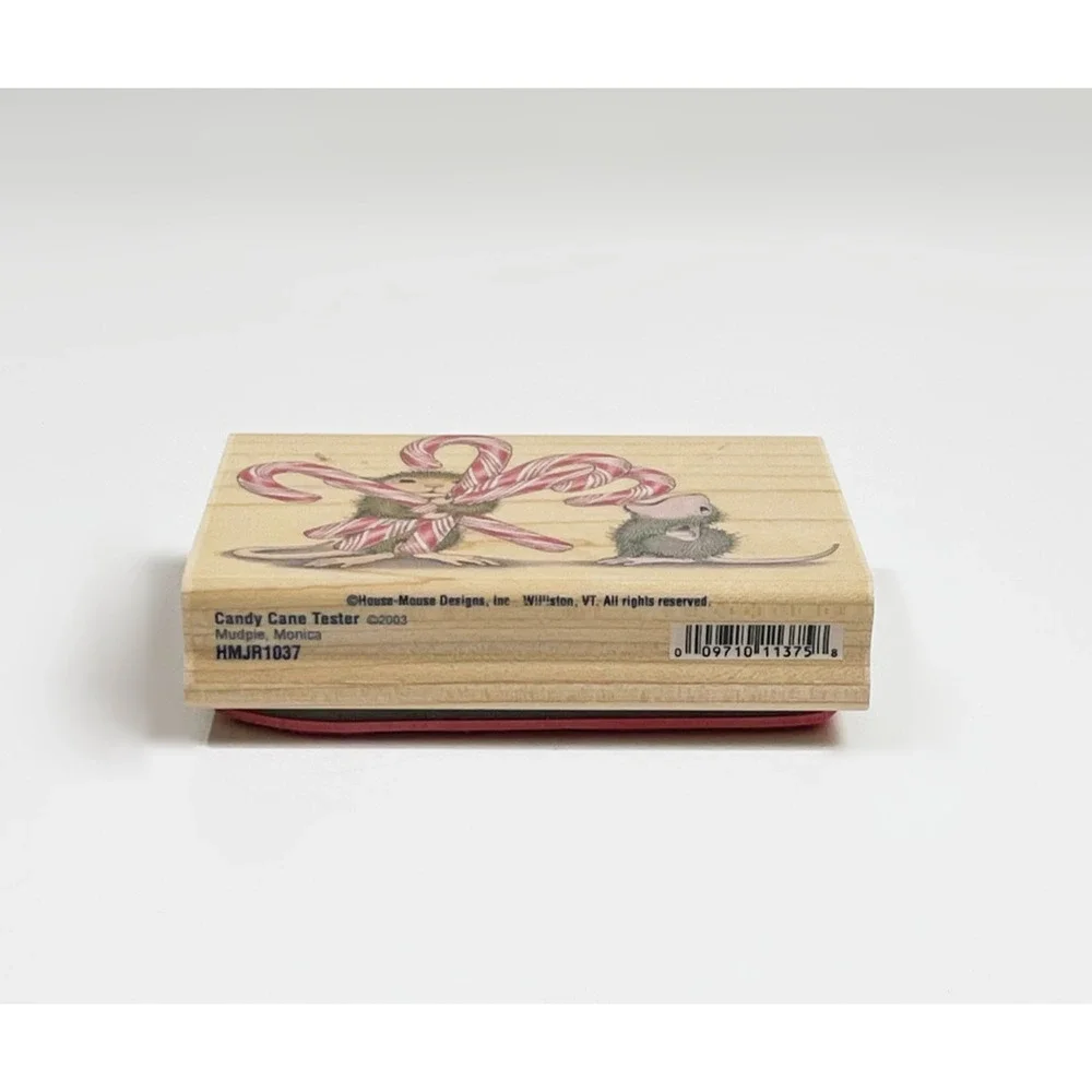 Stampabilities House Mouse Candy Cane Tester Stamp Mudpie Monica 4x3